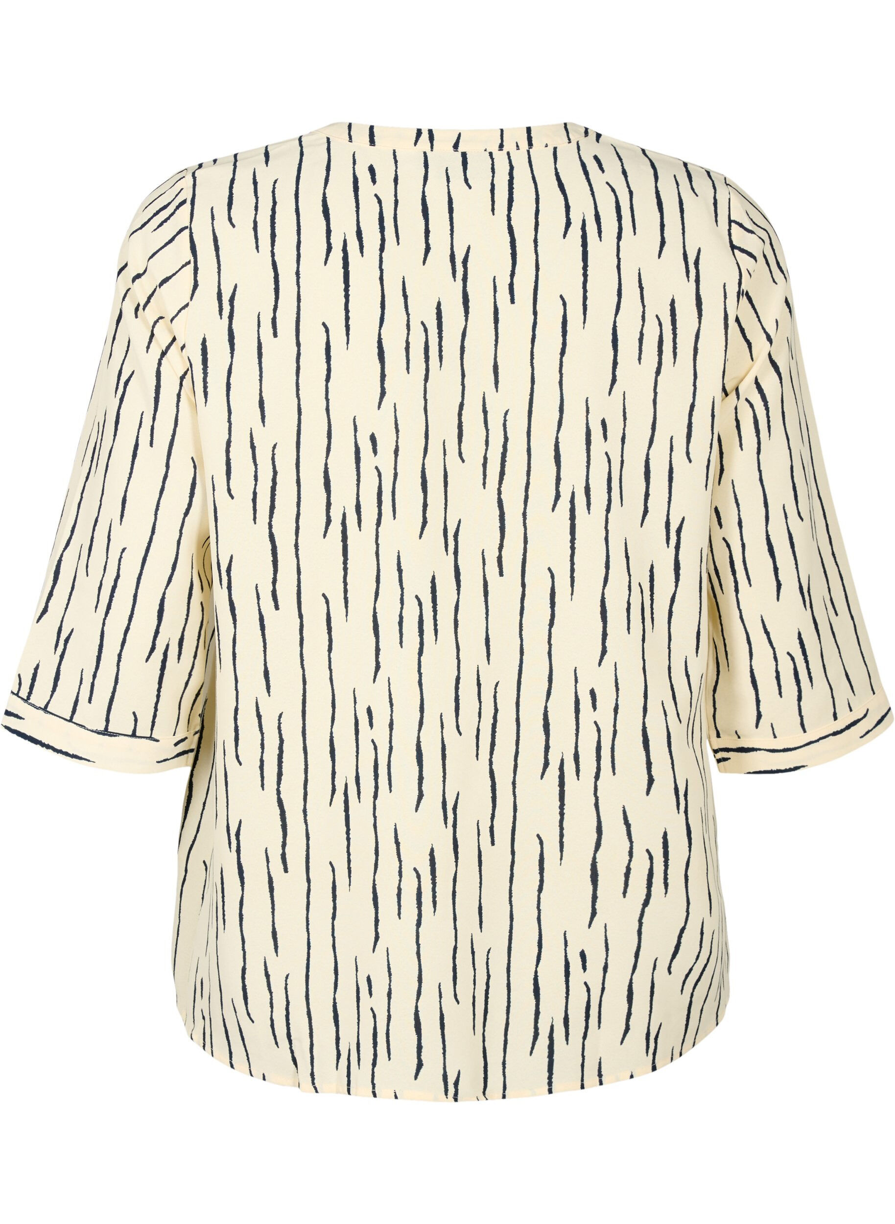 ZizziBlouse met print en 3/4 mouw, Off White Stripe, Packshot image number 1