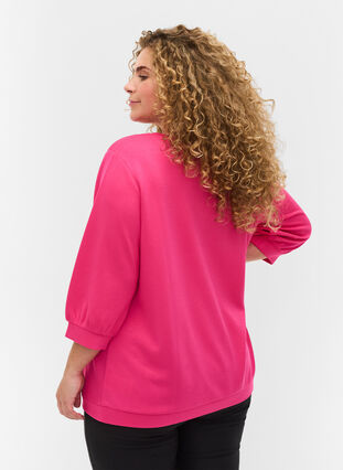 Blouse à manches 3/4, Magenta, Model image number 1
