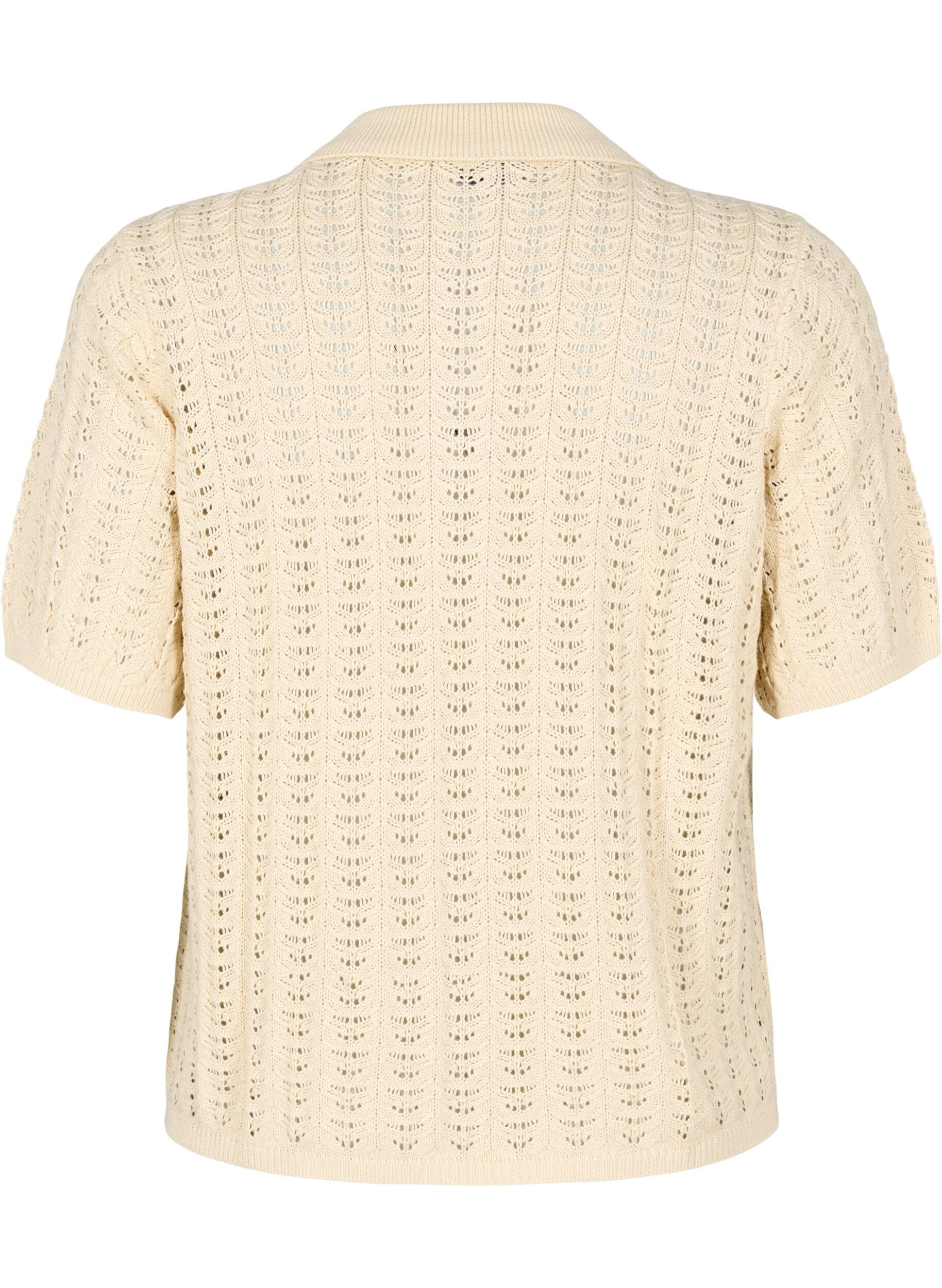 Zizzi Polo en tricot avec motif d'&oelig;illet, Beige, Packshot image number 1