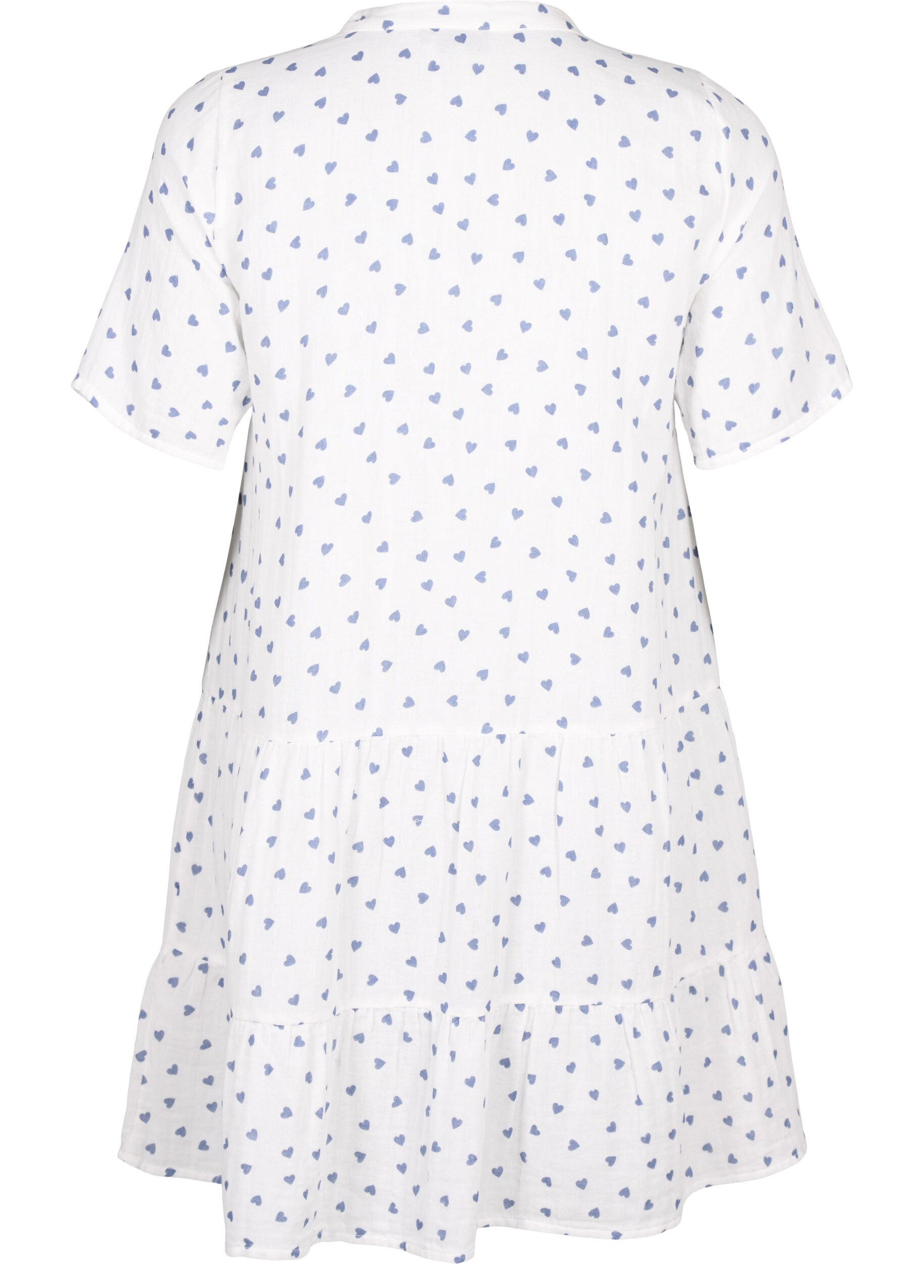 Zizzi Robe en coton avec imprim&eacute; c&oelig;ur, Bright White Heart, Packshot image number 1