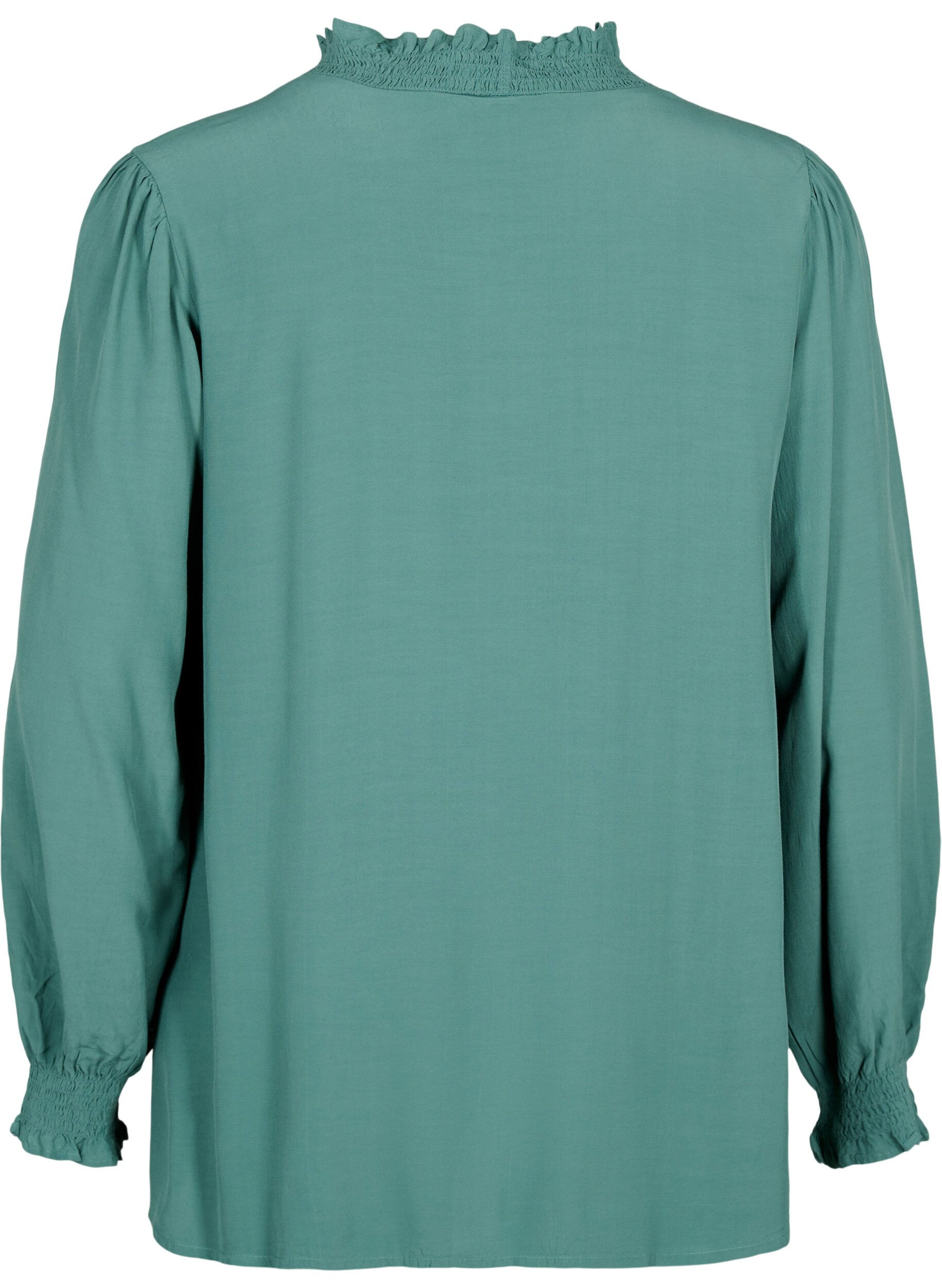 ZizziViscose shirt blouse met met lange mouwen, Sea Pine, Packshot image number 1