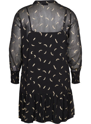 Robe trapèze à détail smock , Black, Packshot image number 1