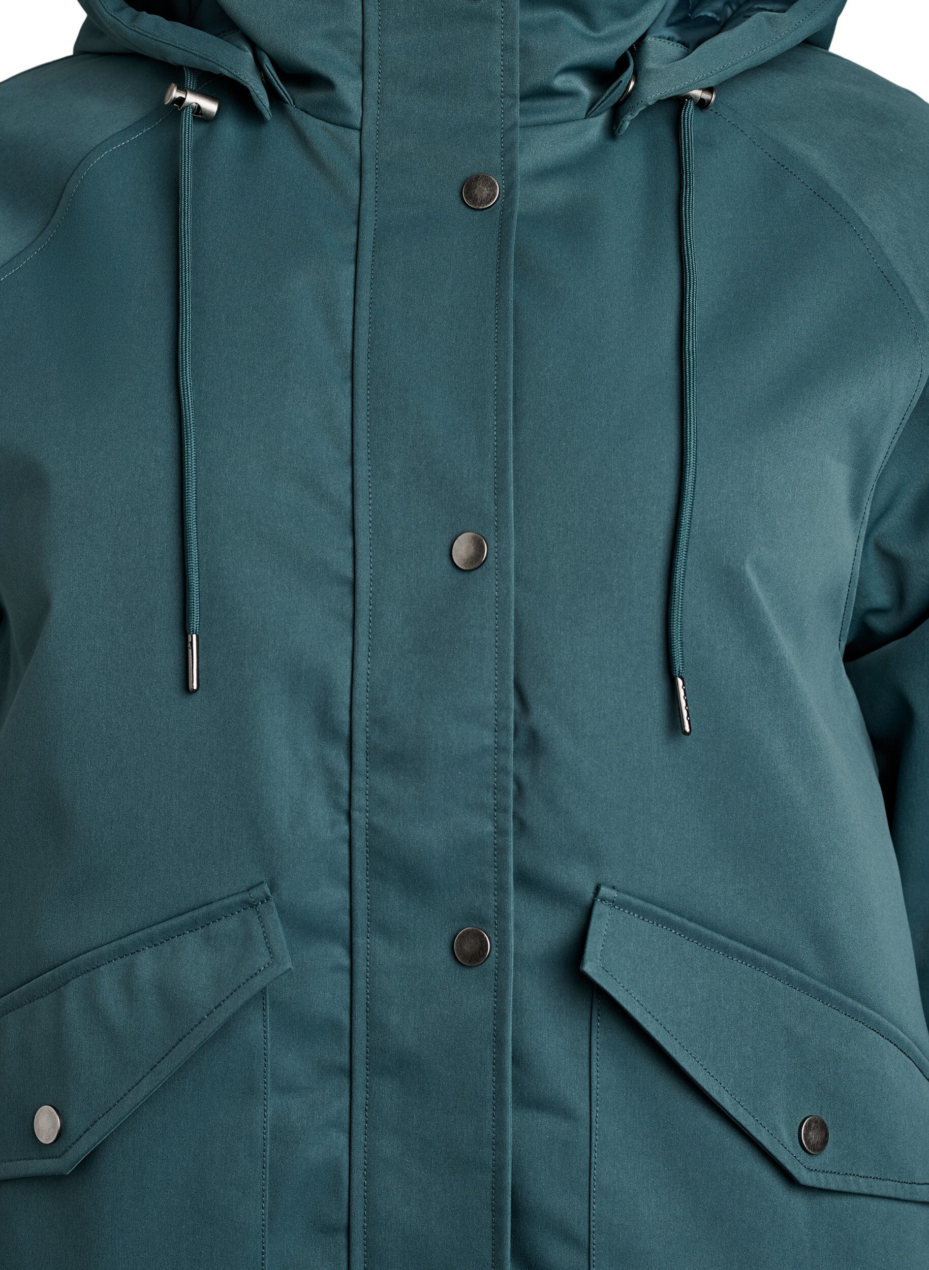 ZizziGewatteerde parka met afneembare capuchon, Groen, Packshot image number 2