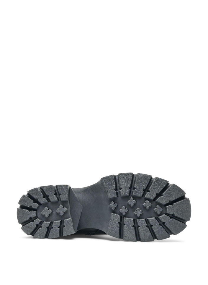 Botte haute avec empi&egrave;cements c&ocirc;tel&eacute;s, Noir, Packshot