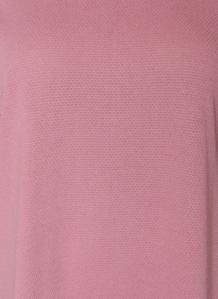 Robe courte en jersey textur&eacute; &agrave; col rond, Rose, Packshot image number 2