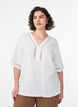 Blouse van linnen en viscose met haakdetails, Wit, Model image number 0
