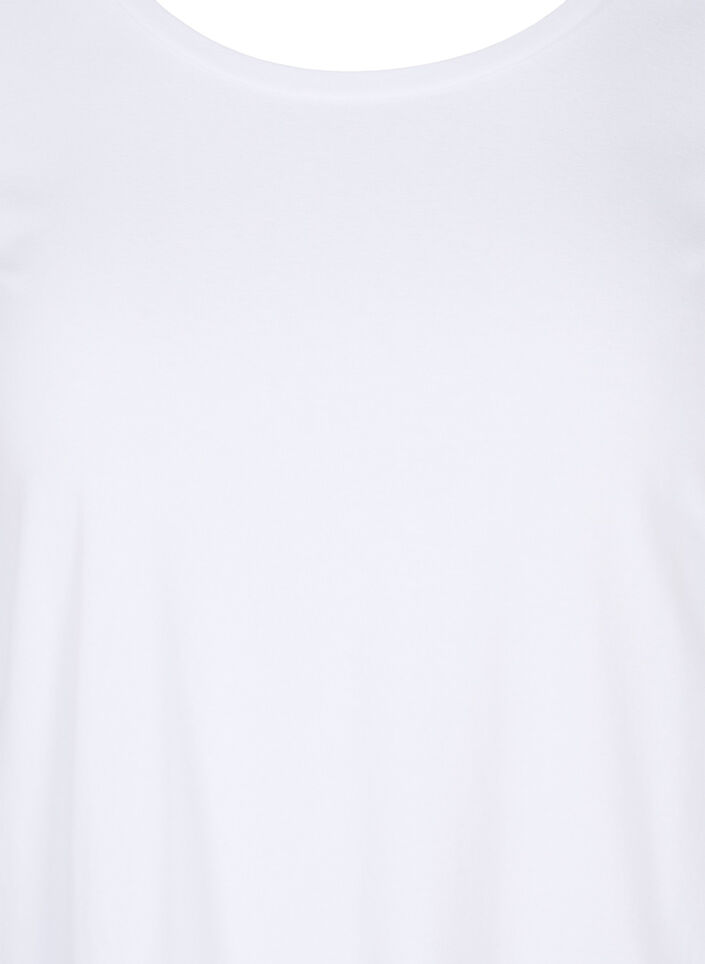 Basic t-shirt met driekwartsmouwen, Bright White, Packshot image number 2
