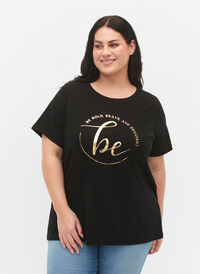 T-shirt en coton biologique avec impression , Black W. Be G. Foil, Model