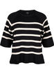 Chemisier rayé en tricot à manches 3/4, Black Birch Stripes, Packshot image number 0