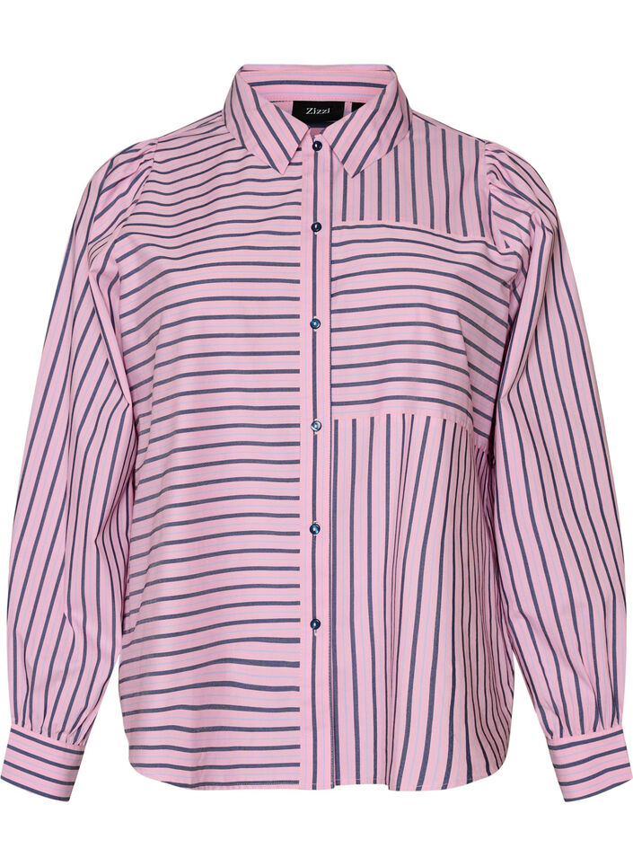 Chemise &agrave; rayures avec col classique et manches longues, Rose, Packshot image number 0
