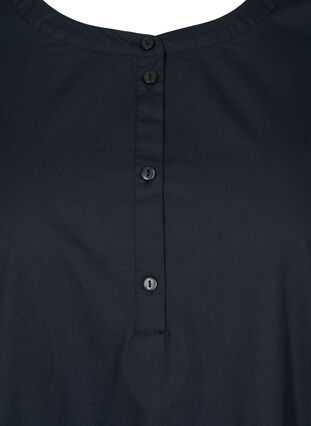 Tunique en coton à manches courtes et coupe trapèze, Black , Packshot image number 2