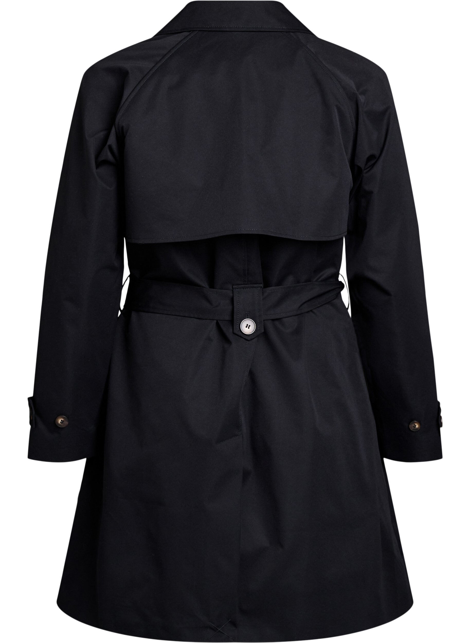 ZizziHalflange trenchcoat met ceintuur, Black, Packshot image number 1