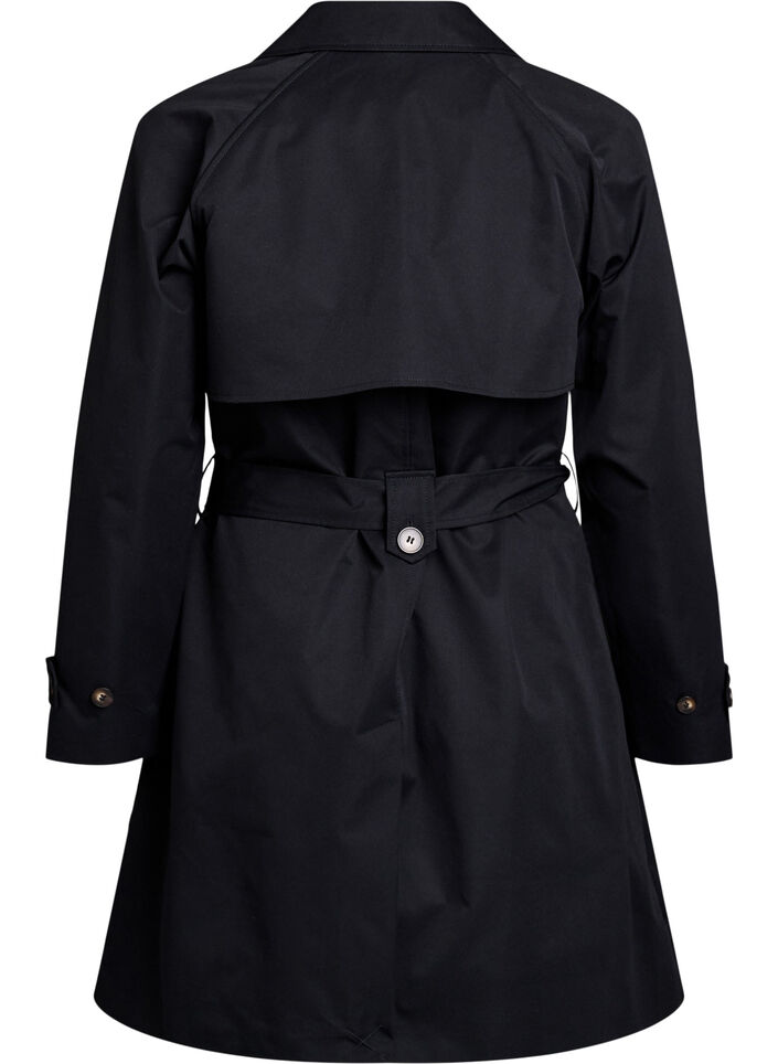 Halflange trenchcoat met ceintuur, Black, Packshot image number 1
