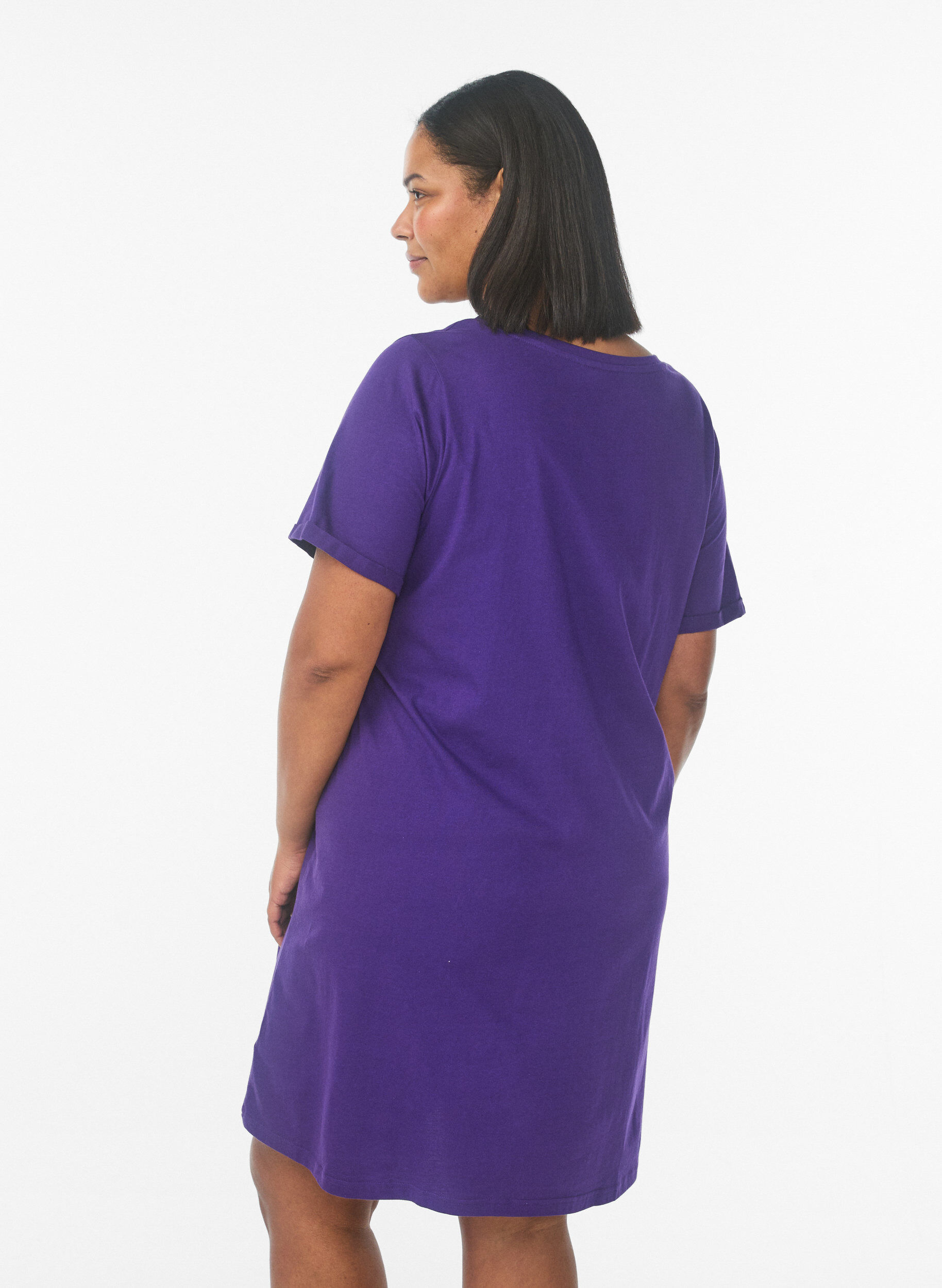 ZizziChemise de nuit &agrave; manches courtes en coton biologique, Bleu, Model image number 2