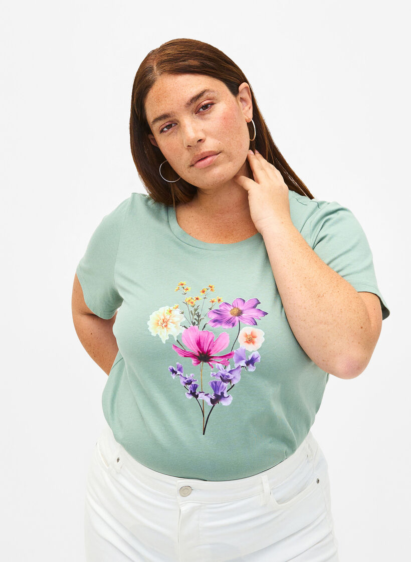 T-shirts à motif floral, Chinois G. w. Flower, Model image number 0