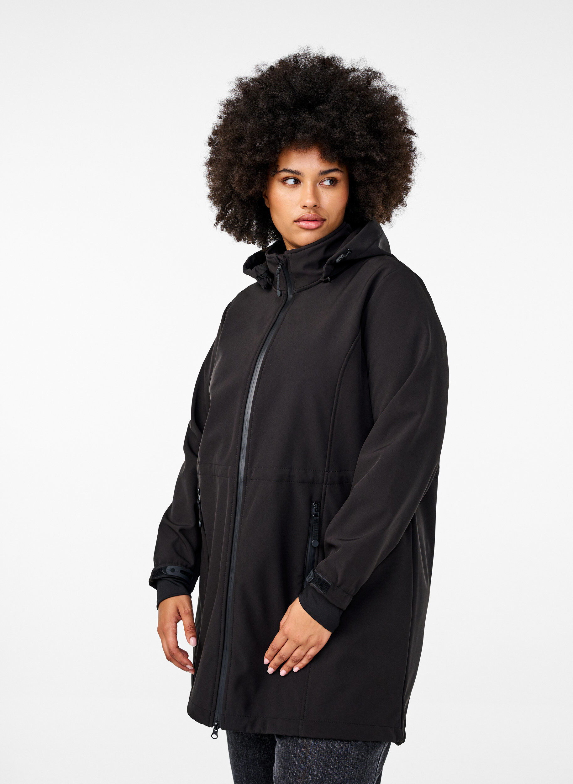 Veste softshell avec capuche amovible, Noir, Model