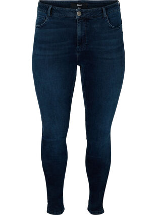 Jeans Amy taille haute prêt du corps, Blue/Black Denim, Packshot image number 0