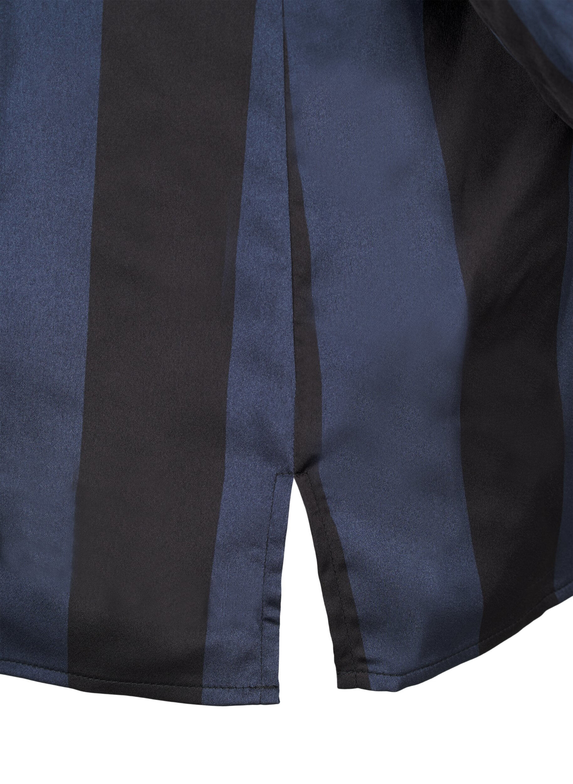 ZizziSatijnen overhemd met strepen, Spellbound w. Black, Packshot image number 3