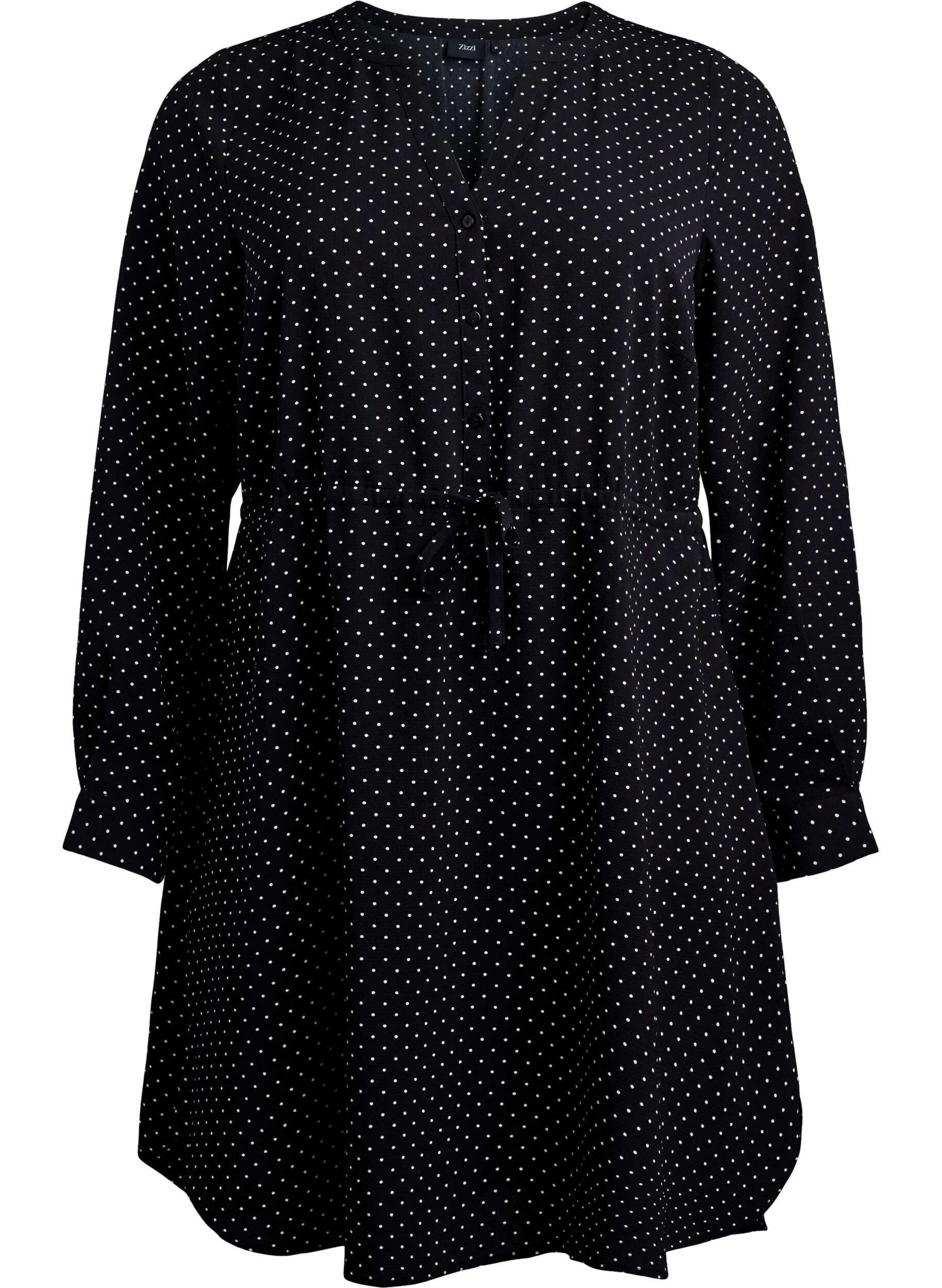 ZizziKnielange jurk met strikceintuur, Zwart, Packshot image number 0