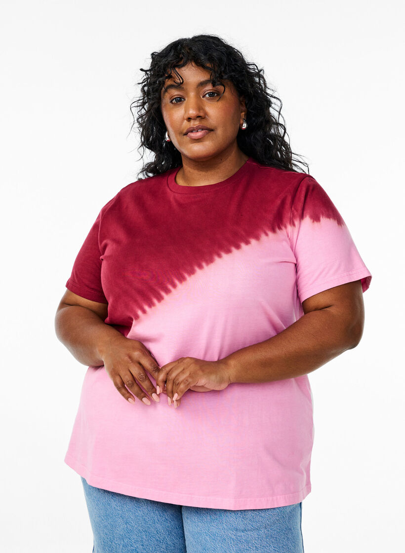 T-shirt dip-dye en coton biologique, Rouge, Model image number 0