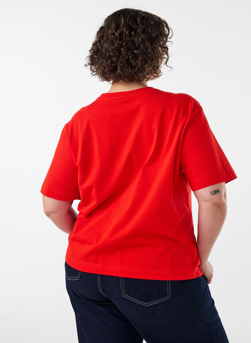 Boxy katoenen T-shirt, 0942, Model image number 2