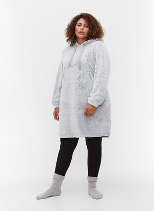 Chemise de nuit douce avec capuche, Light Grey, Model image number 2