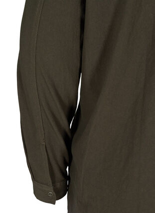 Chemise longue en coton avec poches à la poitrine, Khaki Green, Packshot image number 3