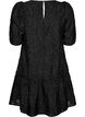 Robe jacquard avec des d&eacute;tails scintillants et des manches bouffantes, Noir, Packshot image number 1