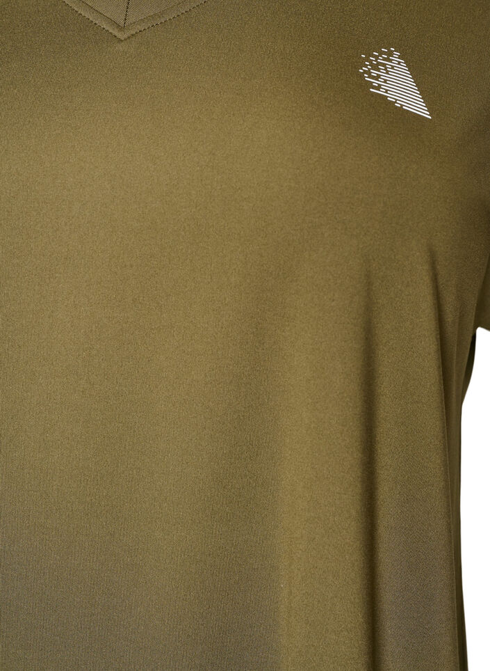 T-shirt de sport &agrave; manches courtes avec col en V, Vert, Packshot image number 2