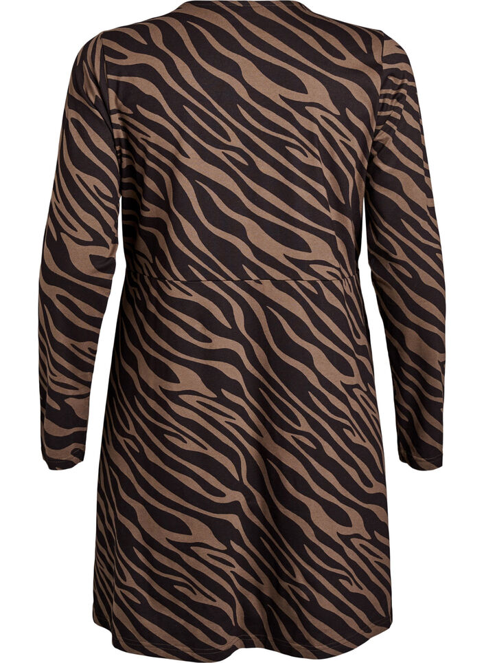 Robe à manches longues avec col rond et imprimé zèbre, Walnut Zebra, Packshot image number 1