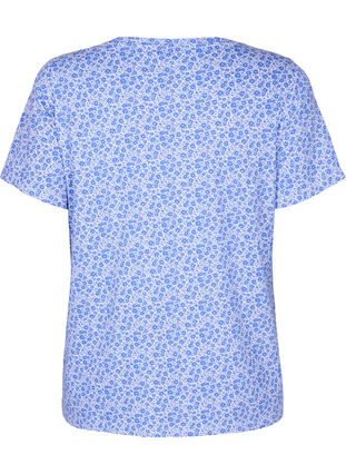 T-shirt en coton à fleurs avec col en V, Ultramarine AOP, Packshot image number 1
