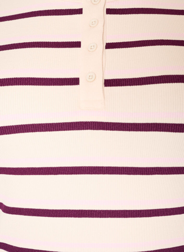T-shirt c&ocirc;tel&eacute; &agrave; rayures et d&eacute;tail boutonn&eacute;, Violet, Packshot image number 2