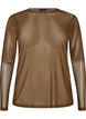Mesh blouse met lange mouwen, Bruin, Packshot image number 0