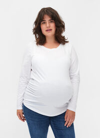 Blouse de grossesse basique à manches longues, White, Model