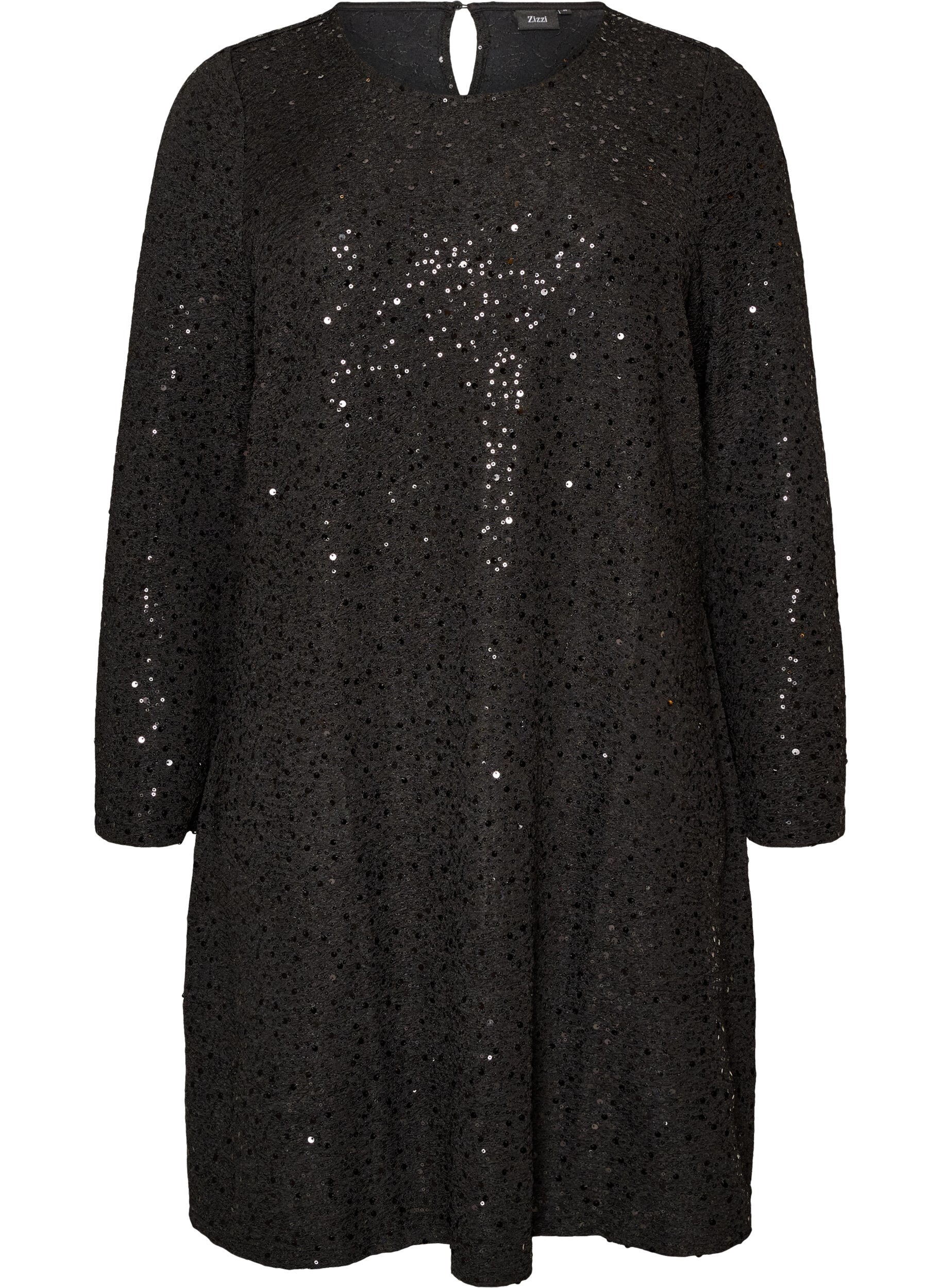 ZizziRobe courte en sequins &agrave; la coupe trap&egrave;ze, Noir, Packshot image number 0