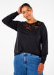 Sweatshirt met kanten details, Black, Model image number 0