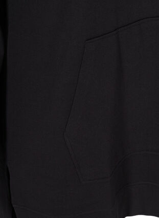 Robe pull à manches longues avec capuche et poche, Black, Packshot image number 3