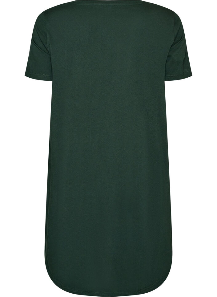 Chemise de nuit en coton biologique et &agrave; col en V, Vert fonc&eacute;, Packshot image number 1