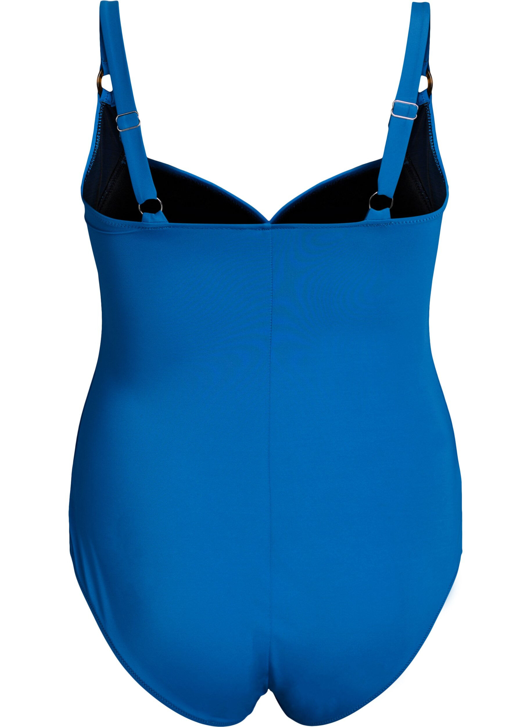 Zizzi Maillot de bain drap&eacute; avec bonnets rembourr&eacute;s, Bleu, Packshot image number 1