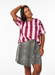 Mini-jupe &eacute;vas&eacute;e en jean imprim&eacute; l&eacute;opard, Marron, Model image number 0