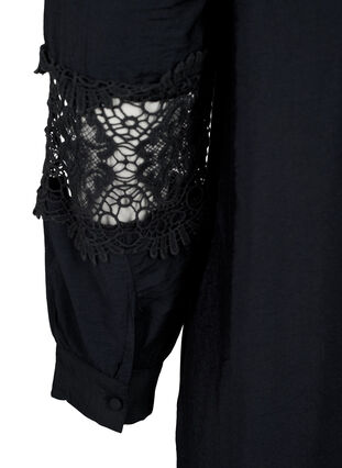 Robe en viscose avec détails au crochet, Black, Packshot image number 3