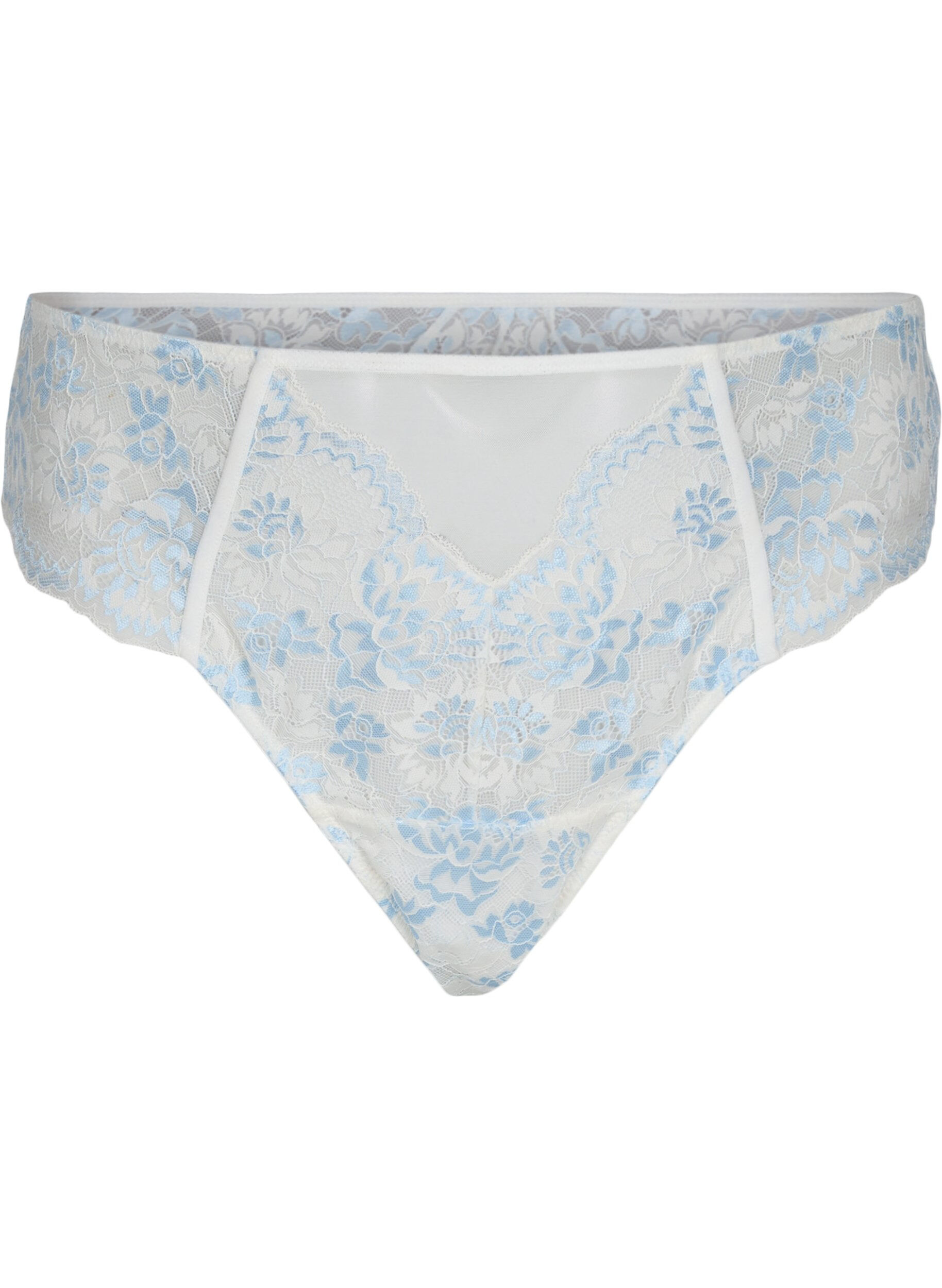 ZizziKanten string met normale taille, Tofu w. blue, Packshot image number 0