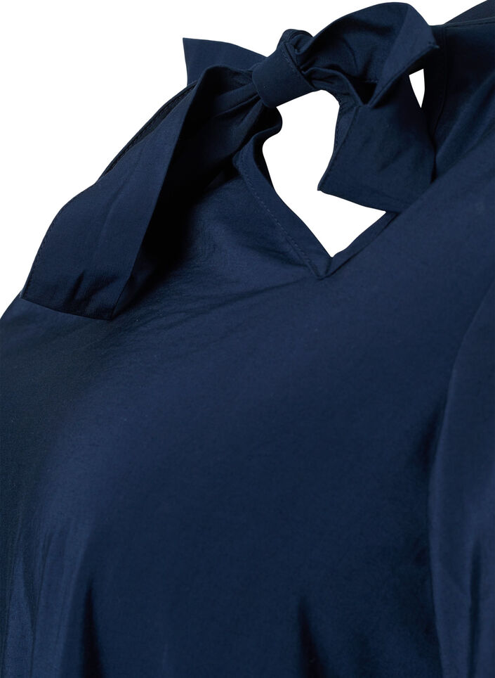 Robe à manches longues en viscose avec un nœud, Total Eclipse, Packshot image number 2