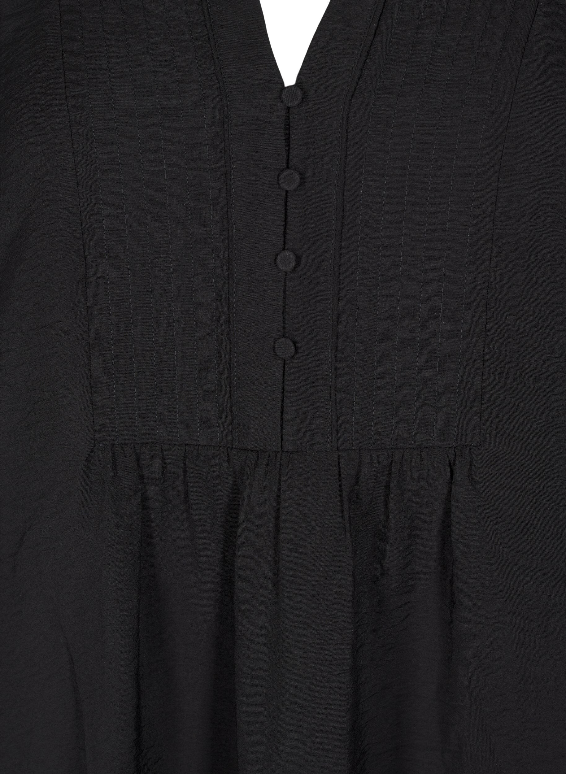 ZizziBlouse met lange mouwen en een V-hals, Black, Packshot image number 2