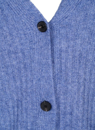 Cardigan mélangé en tricot côtelé, Gray Blue Mel., Packshot image number 2