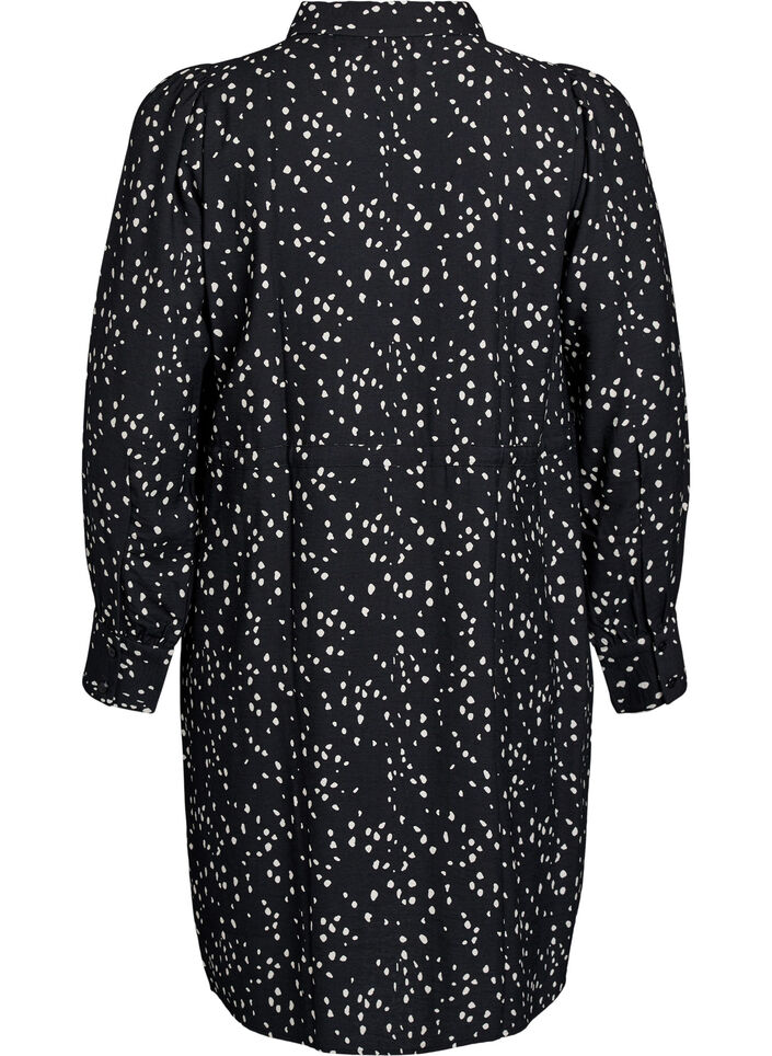Robe chemise imprimée avec ceinture à nouer, Noir, Packshot image number 1