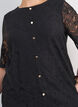 Kanten blouse met decoratieve knopen, Zwart, Model image number 3