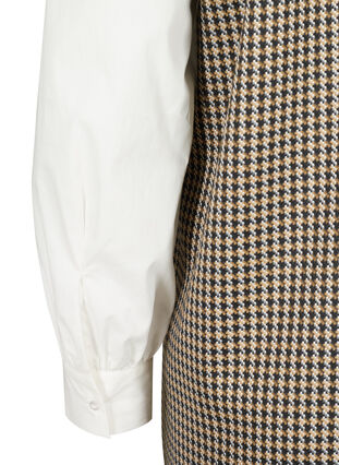 Tunique chemise à manches longues imprimée à grand col, Houdsthooth, Packshot image number 3