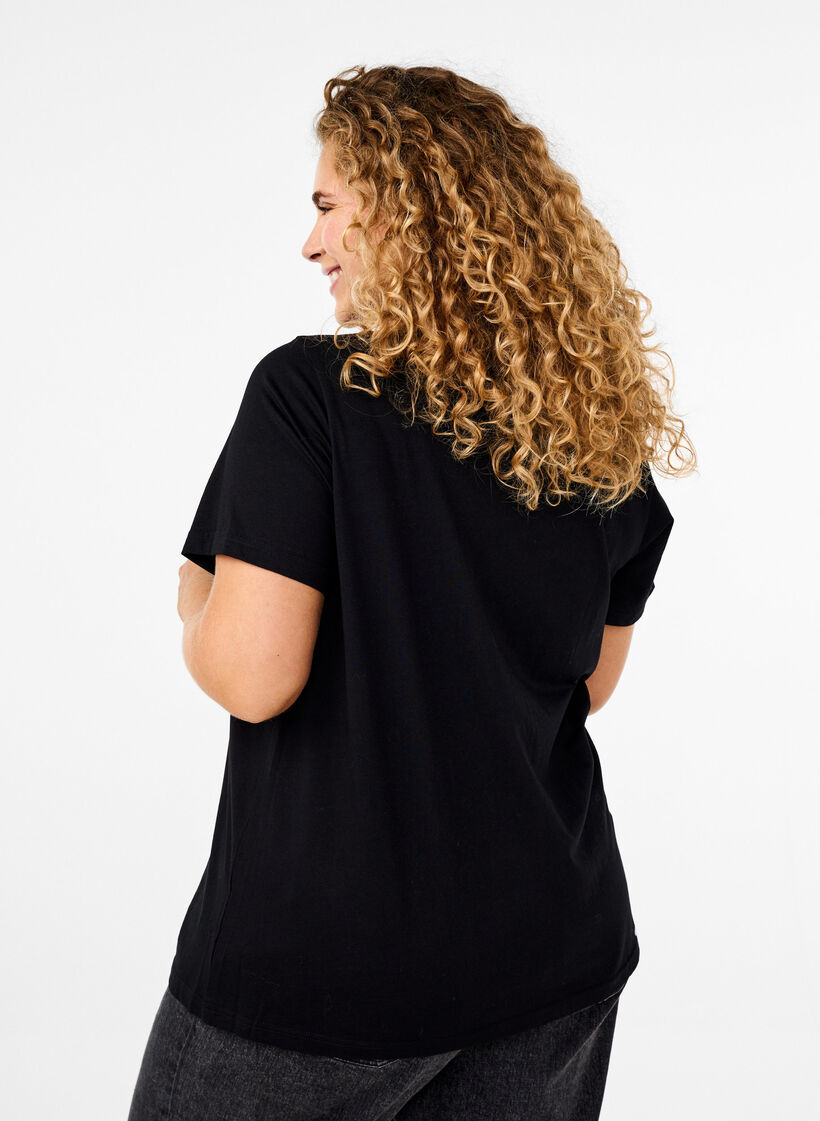 T-shirt en coton avec motif strass, Black w. Dream, Model image number 1
