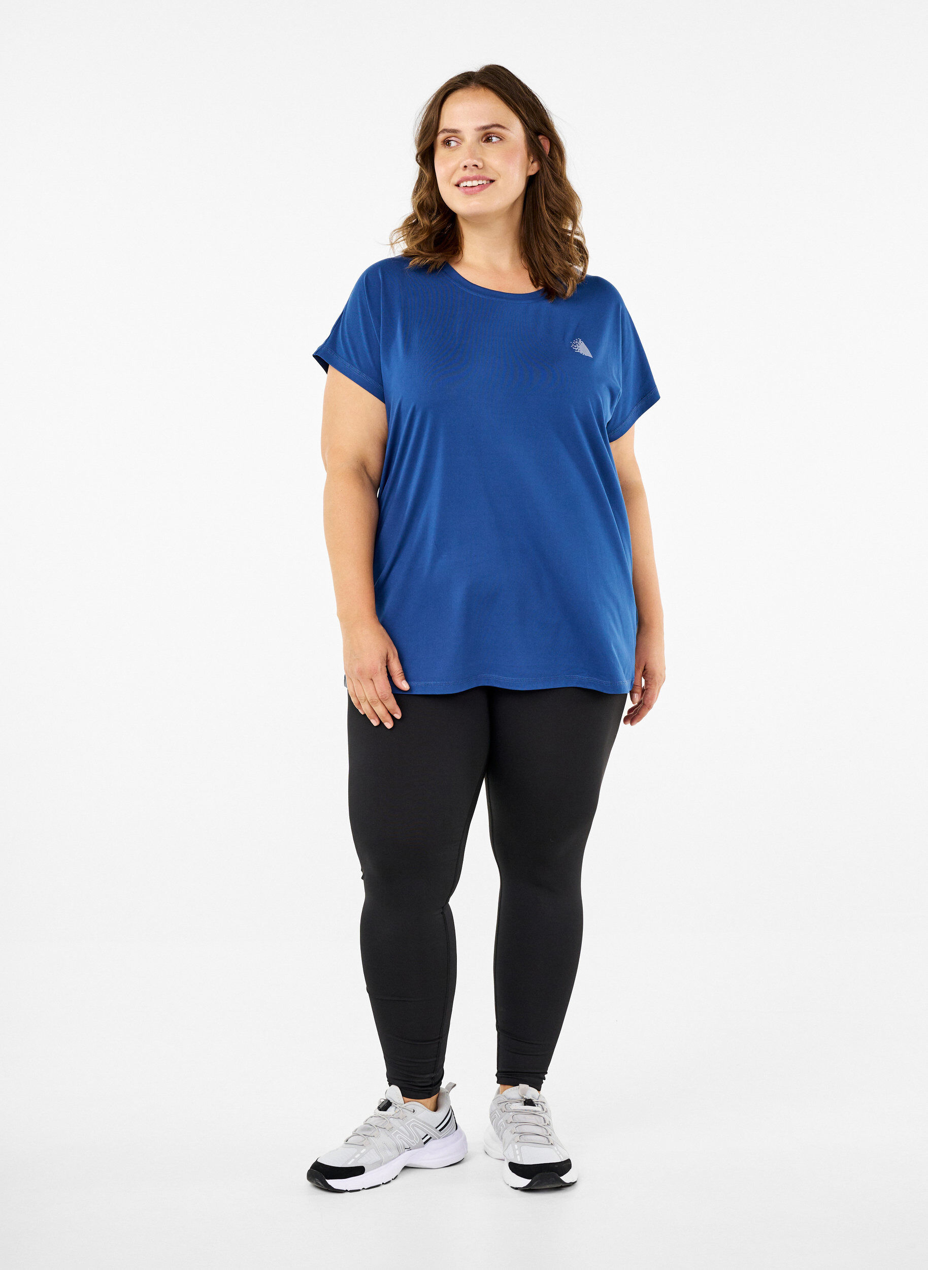 Zizzi T-shirt de sport uni, Bleu, Model image number 1
